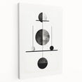 Abstract minimalist wall art design on stretched canvas, showcasing soft, muted colors and geometric shapes, ideal for modern home decor. The side view highlights the canvas depth and texture, elevating the aesthetic of any living space.