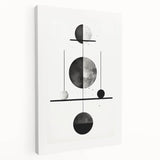 Abstract minimalist wall art design on stretched canvas, showcasing soft, muted colors and geometric shapes, ideal for modern home decor. The side view highlights the canvas depth and texture, elevating the aesthetic of any living space.