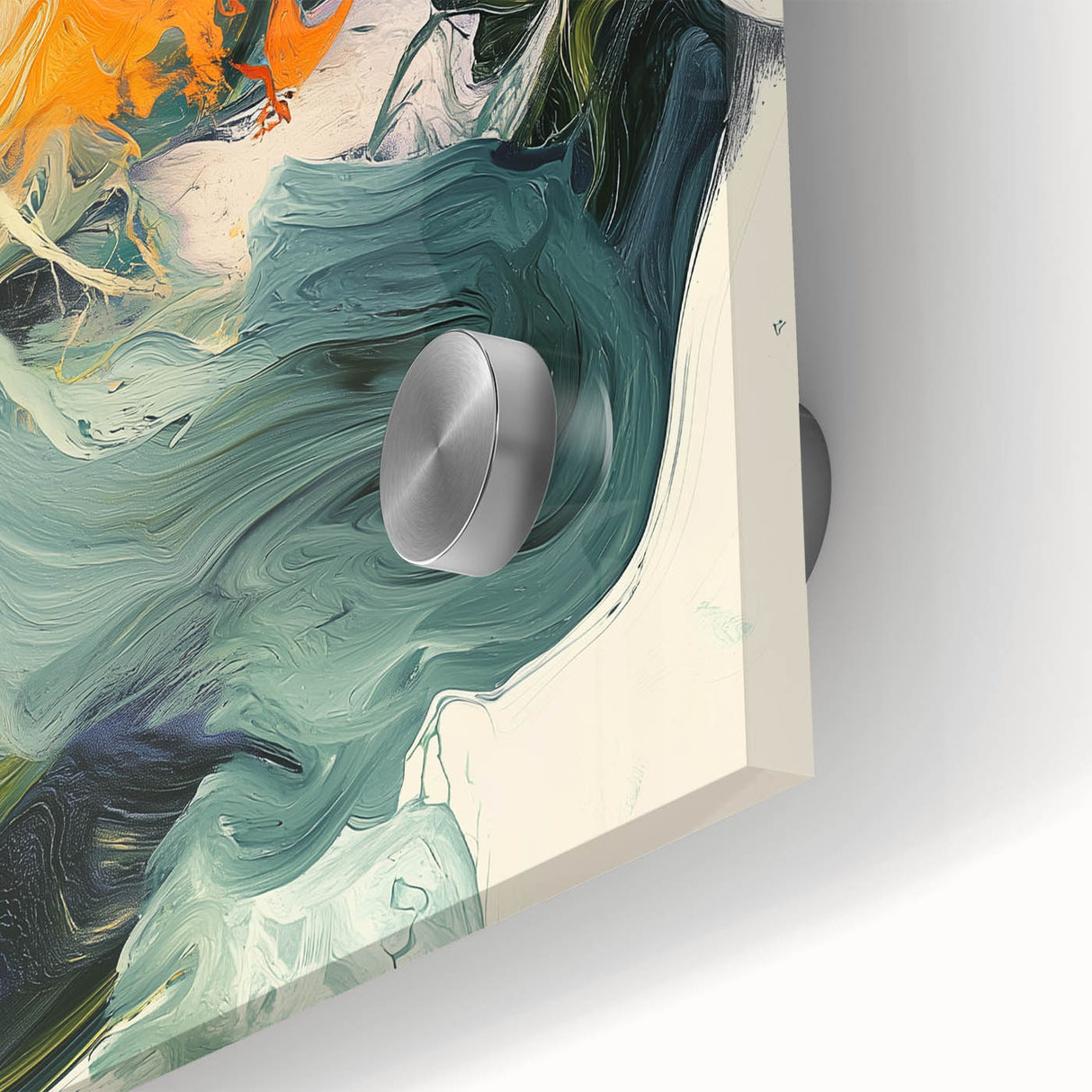 Abstract Art Prints – Flowing Modern Swirl in Orange and Mint Green