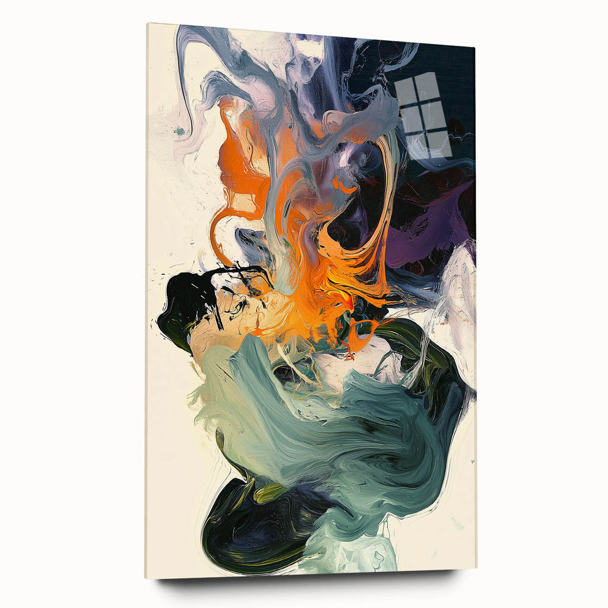 Abstract Art Prints – Flowing Modern Swirl in Orange and Mint Green