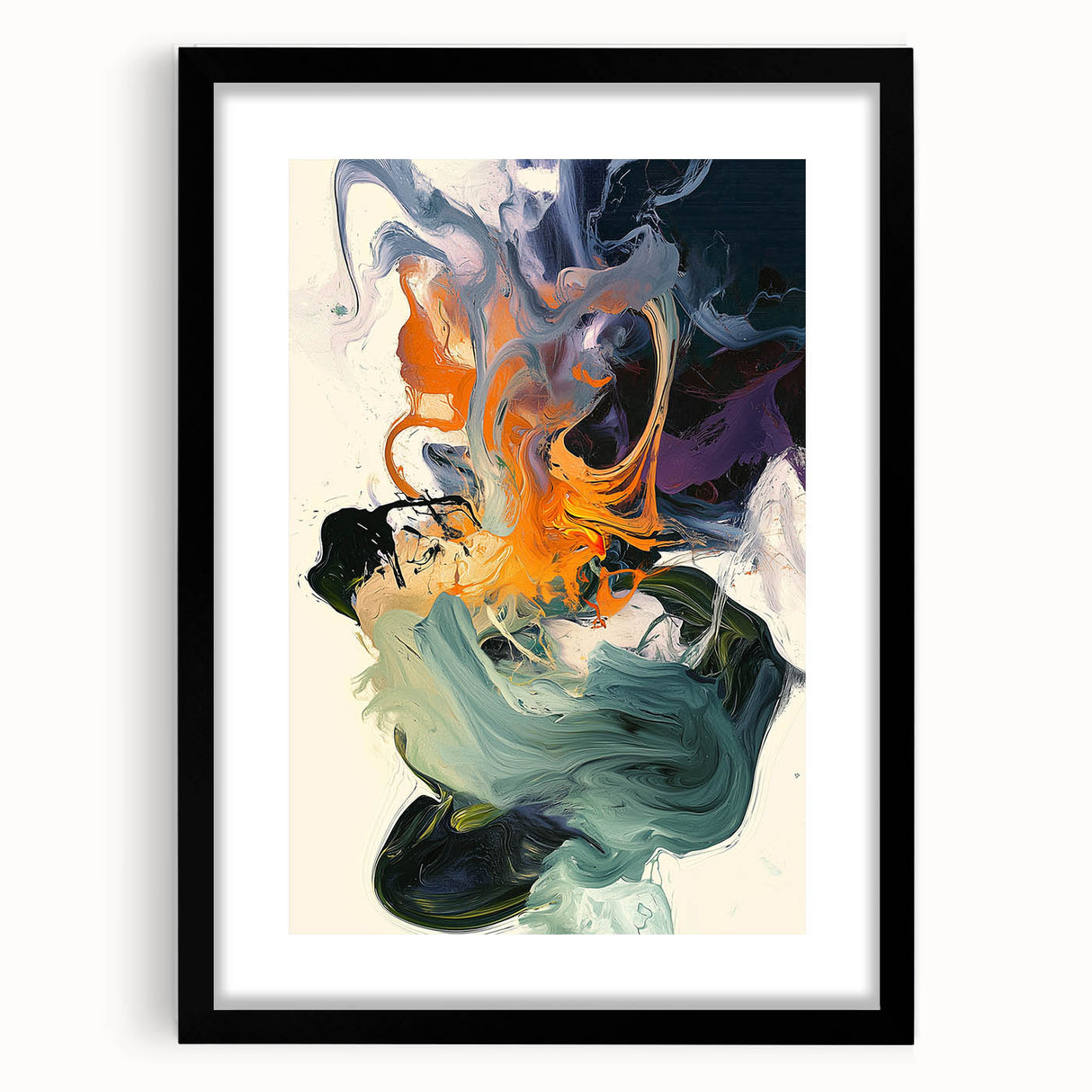 Abstract Art Prints – Flowing Modern Swirl in Orange and Mint Green
