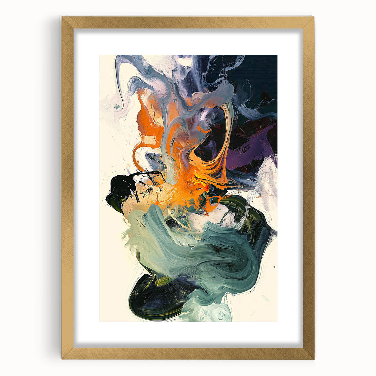 Abstract Art Prints – Flowing Modern Swirl in Orange and Mint Green
