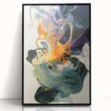 Abstract Art Prints – Flowing Modern Swirl in Orange and Mint Green
