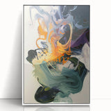Abstract Art Prints – Flowing Modern Swirl in Orange and Mint Green