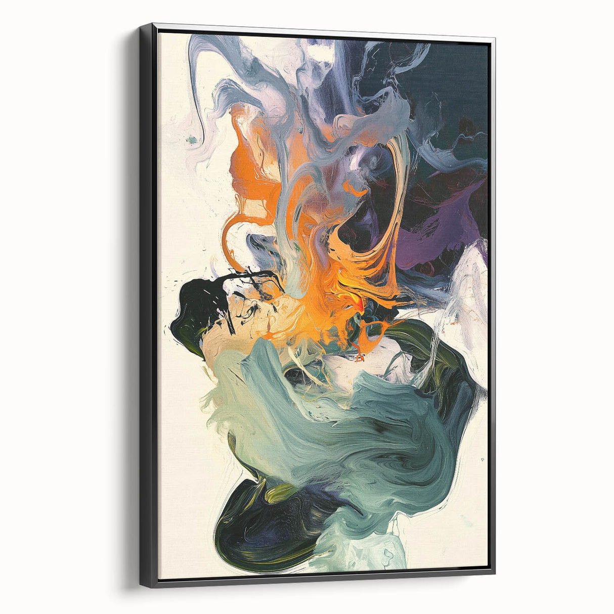 Abstract Art Prints – Flowing Modern Swirl in Orange and Mint Green