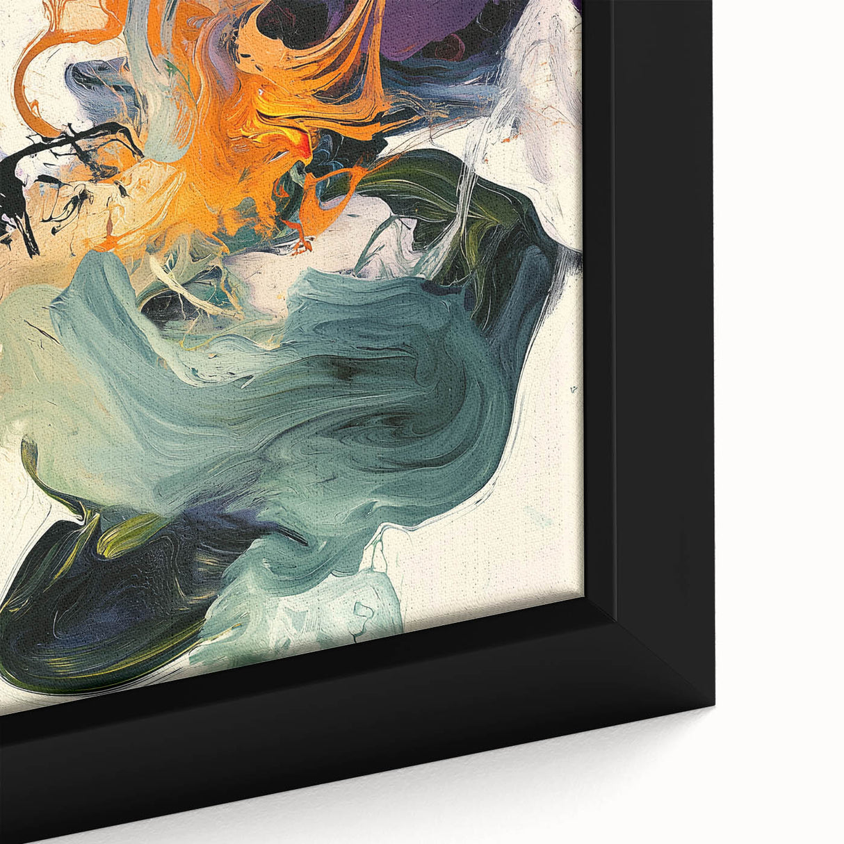 Abstract Art Prints – Flowing Modern Swirl in Orange and Mint Green