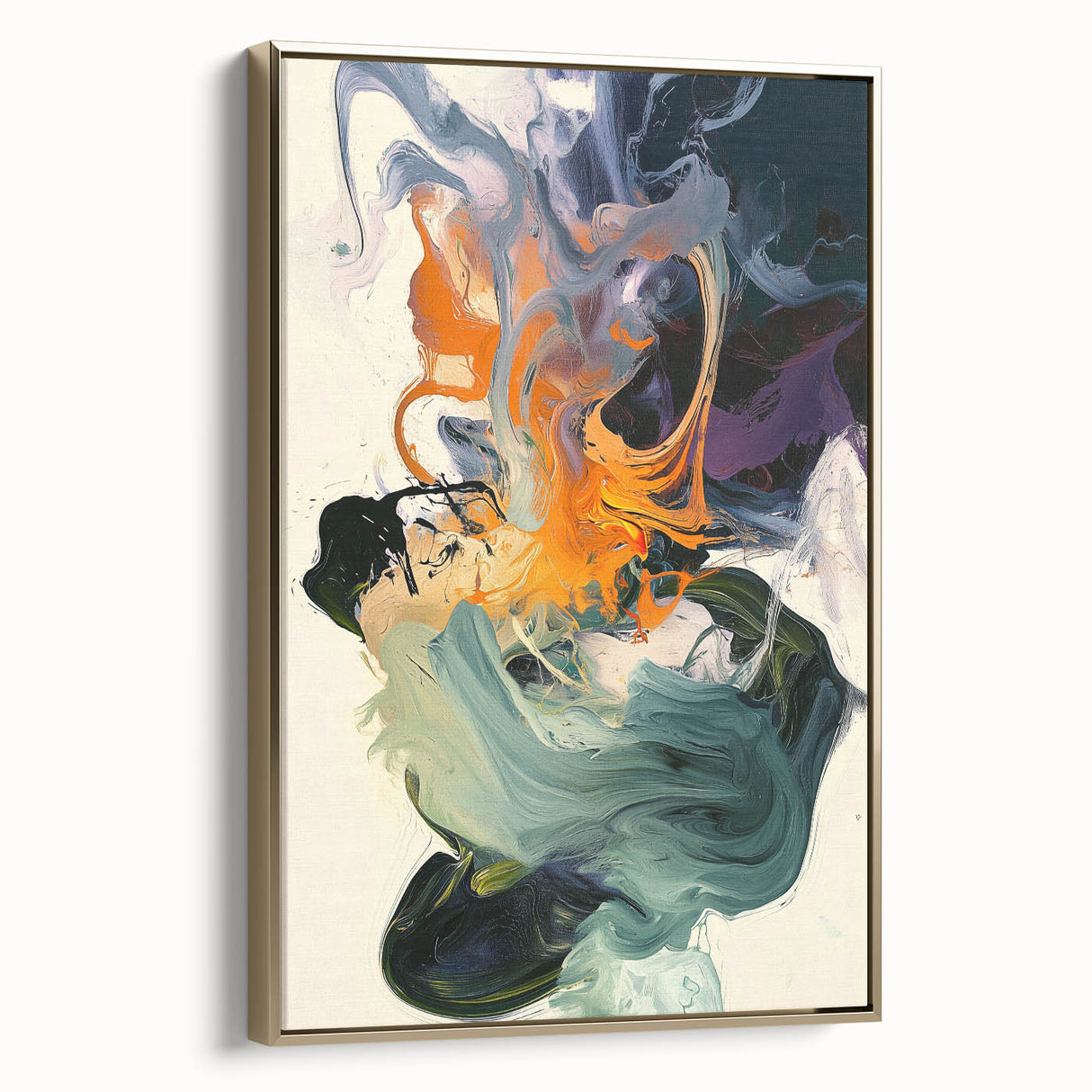 Abstract Art Prints – Flowing Modern Swirl in Orange and Mint Green
