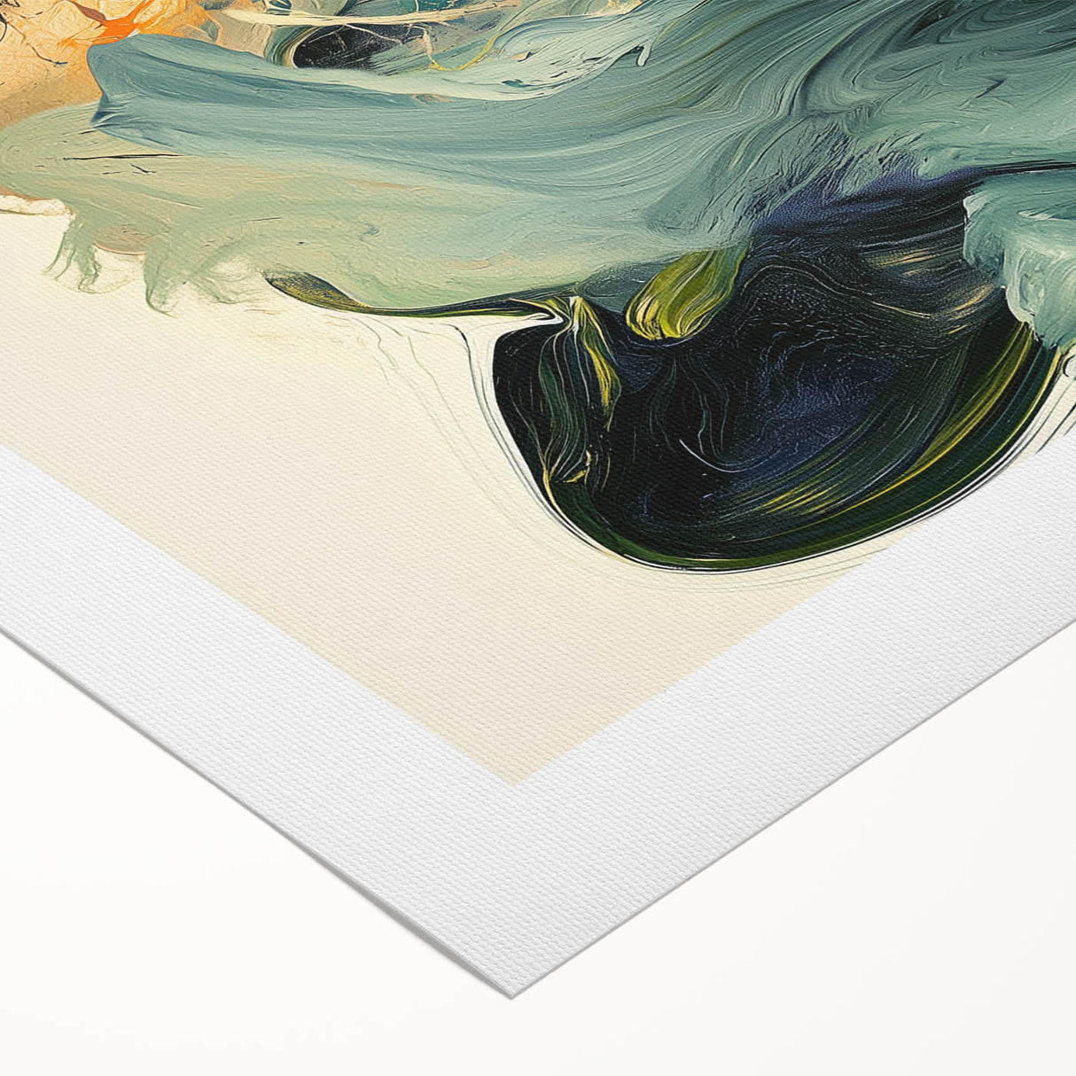 Abstract Art Prints – Flowing Modern Swirl in Orange and Mint Green