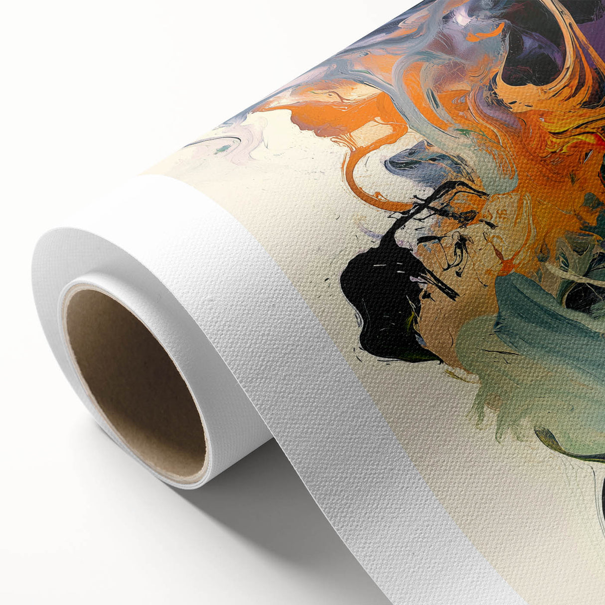 Abstract Art Prints – Flowing Modern Swirl in Orange and Mint Green