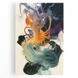 Abstract Art Prints – Flowing Modern Swirl in Orange and Mint Green