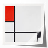 Minimalist Modern Wall Art – Abstract Geometric Red and Black Composition