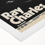Ray Charles 1969 Concert Poster | Vintage Black & White Wall Art