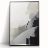 Framed abstract minimalist wall art in black acrylic, showcasing a sleek design that enhances modern decor. Ideal for contemporary living spaces.
