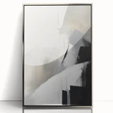 Framed minimalist abstract wall art piece featuring silver accents and a sleek acrylic finish, ideal for modern home decor. Perfect for enhancing contemporary interiors.