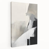 Abstract minimalist wall art on stretched canvas showcasing soft pastel colors and geometric shapes, displayed in a side view to highlight its depth and texture. Ideal for modern home decor, enhancing any living space with a touch of elegance and creativity.