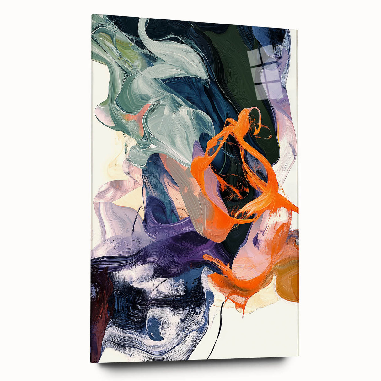 Modern Abstract Wall Art – Bold Vertical Flow in Orange and Green