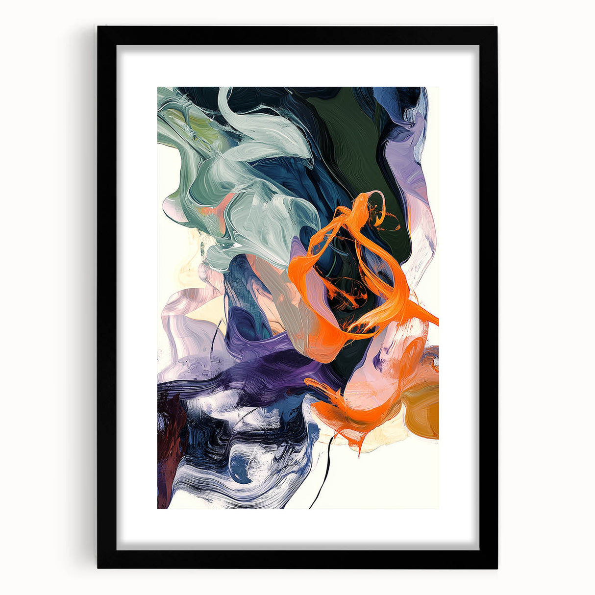 Modern Abstract Wall Art – Bold Vertical Flow in Orange and Green
