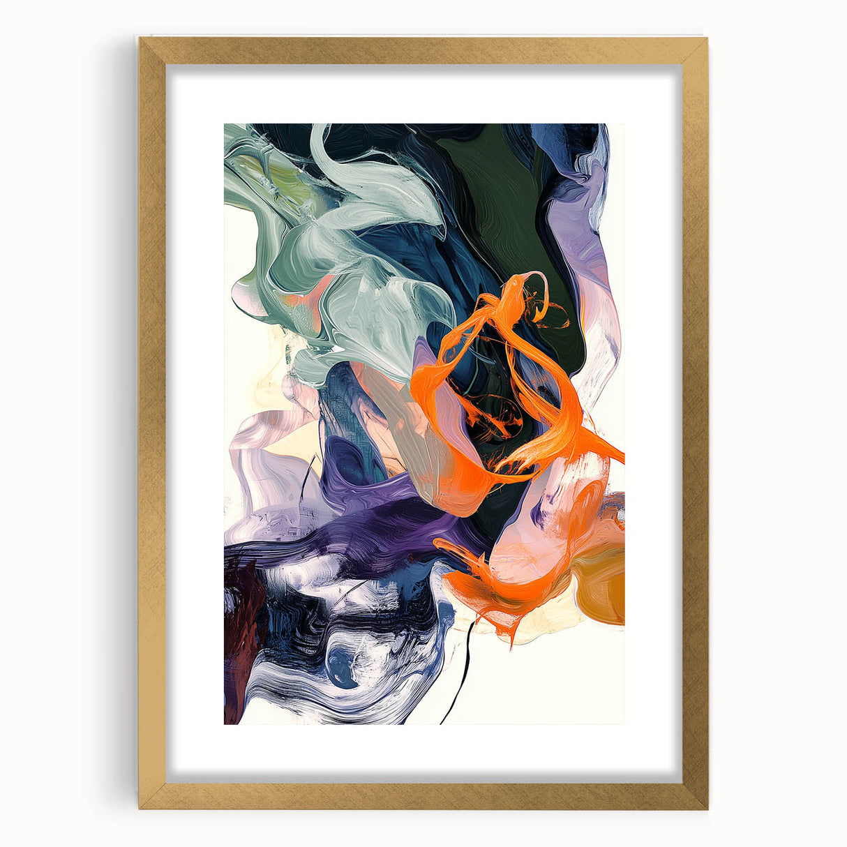 Modern Abstract Wall Art – Bold Vertical Flow in Orange and Green