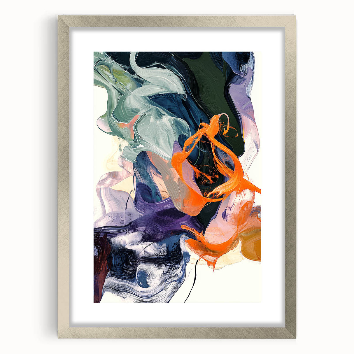 Modern Abstract Wall Art – Bold Vertical Flow in Orange and Green
