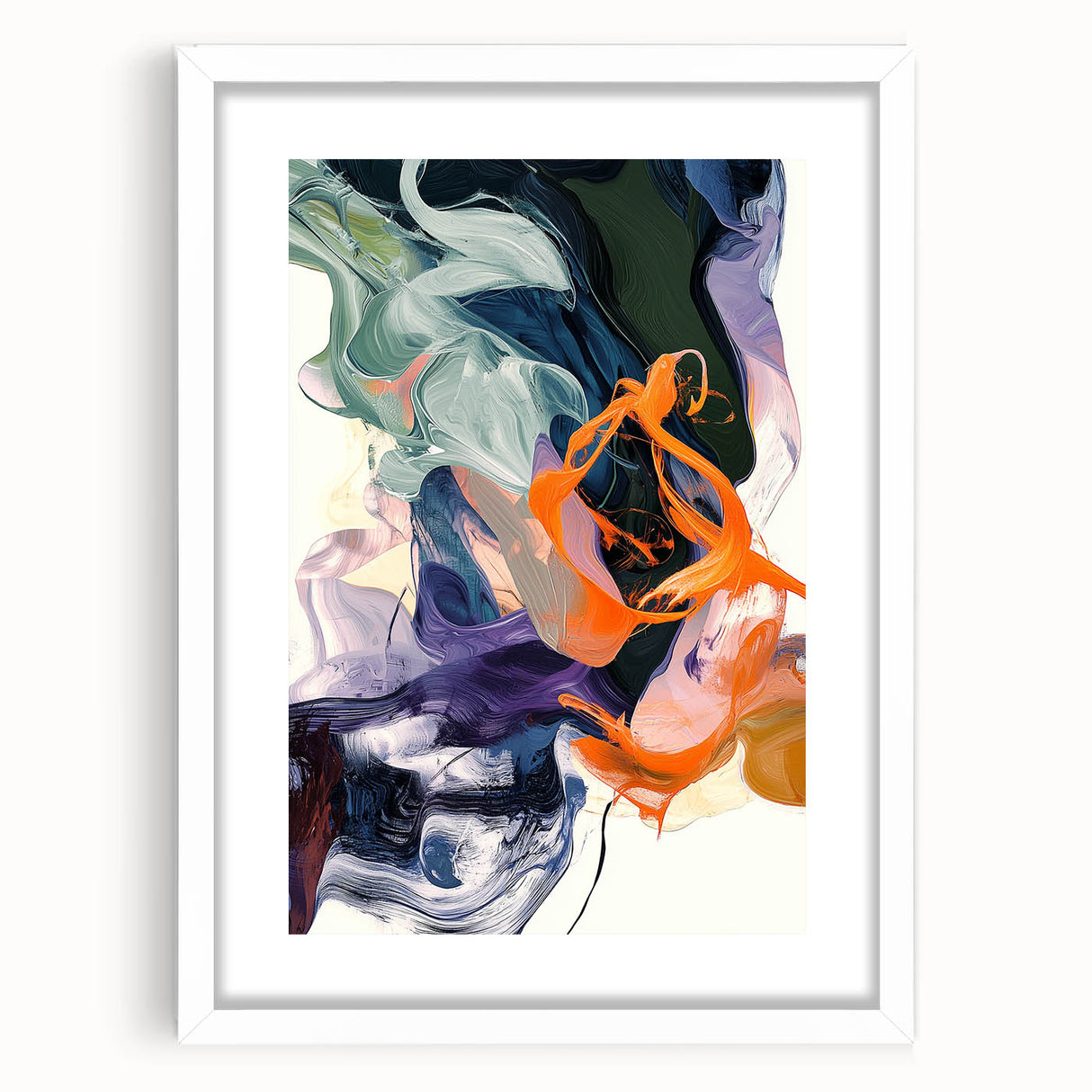 Modern Abstract Wall Art – Bold Vertical Flow in Orange and Green