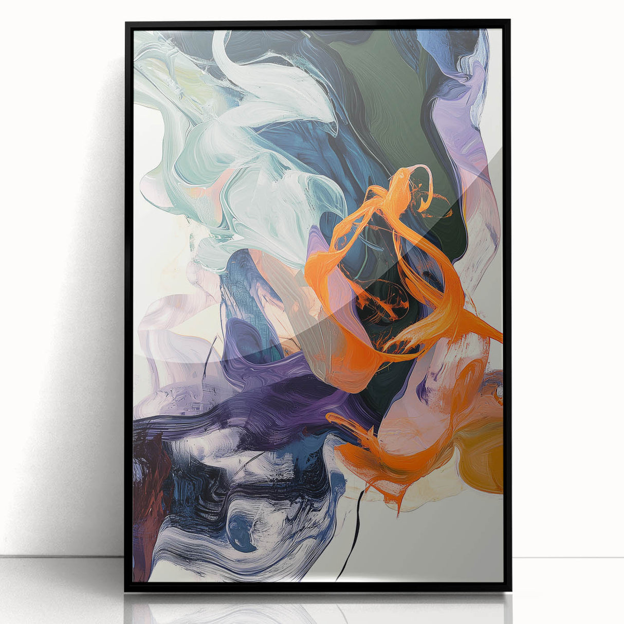 Modern Abstract Wall Art – Bold Vertical Flow in Orange and Green