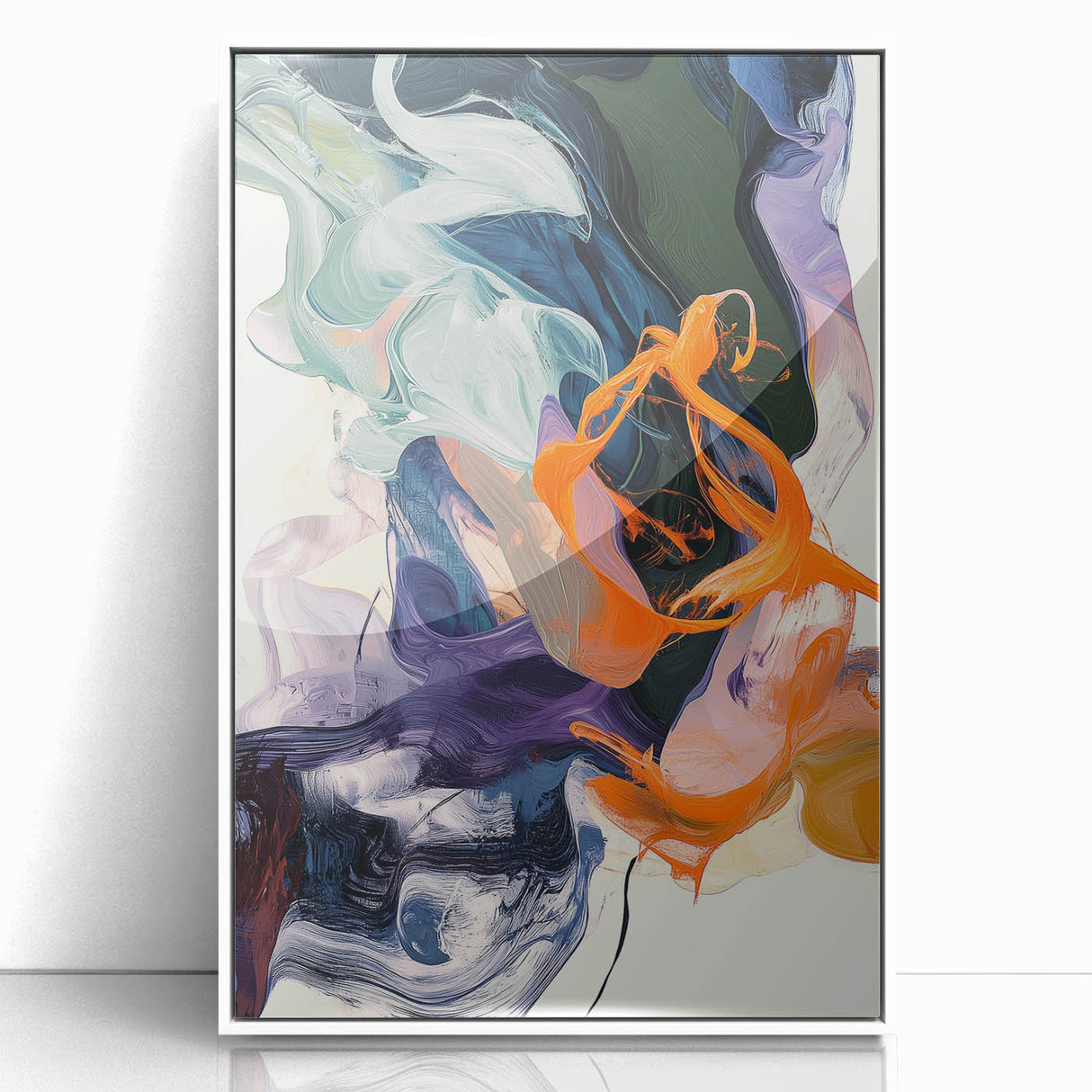 Modern Abstract Wall Art – Bold Vertical Flow in Orange and Green
