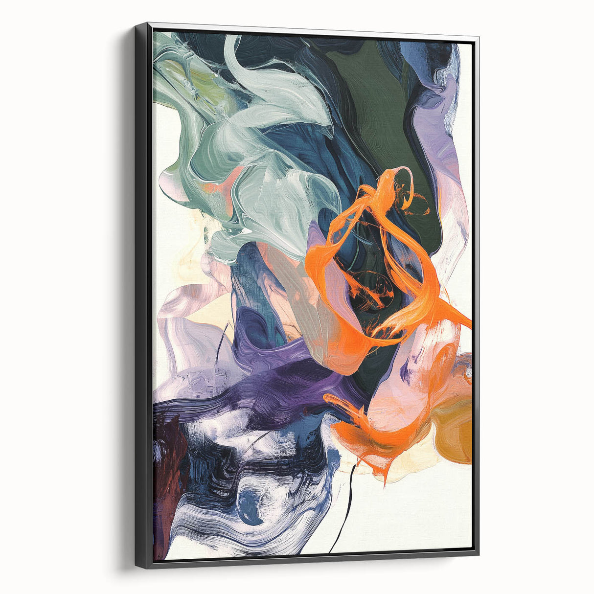 Modern Abstract Wall Art – Bold Vertical Flow in Orange and Green