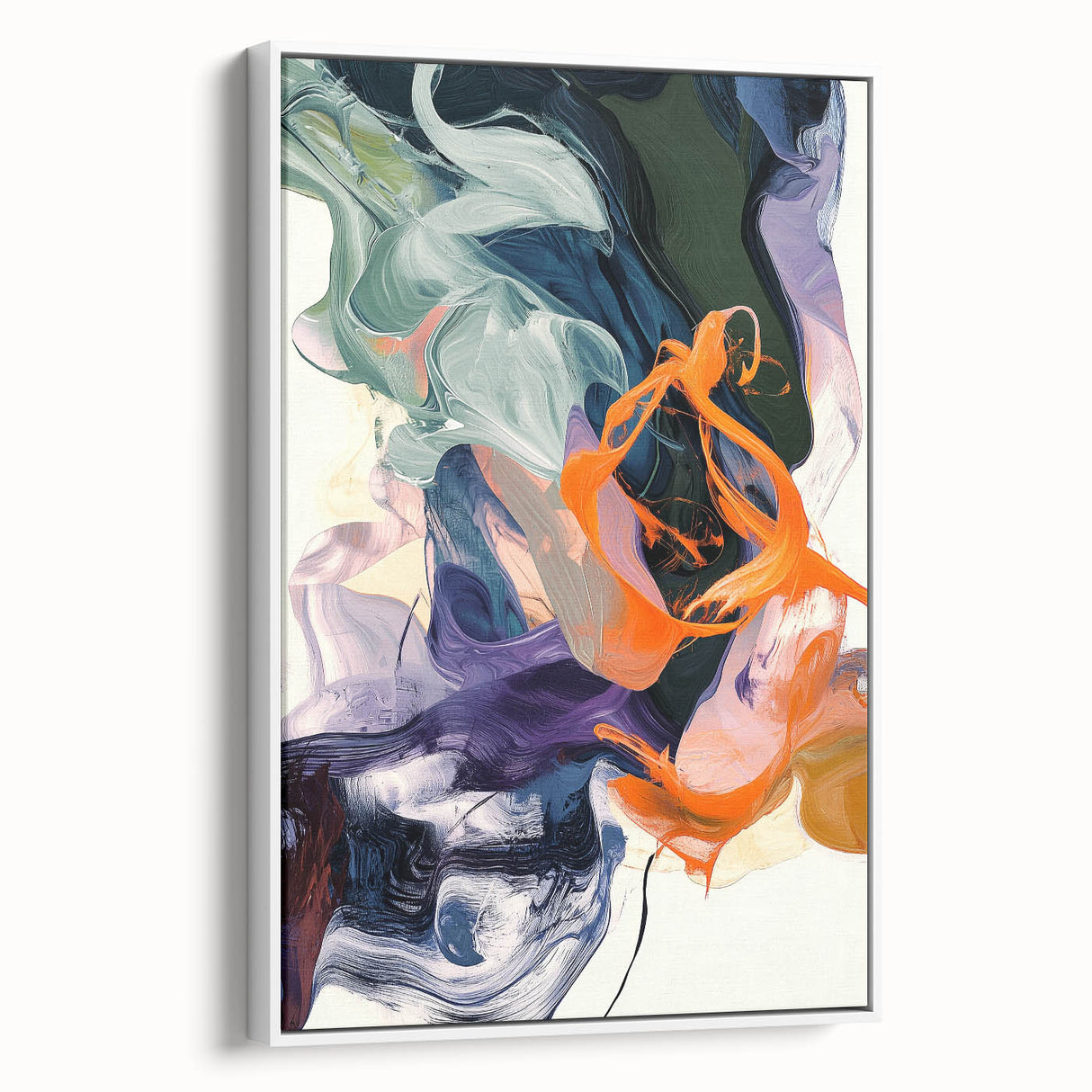 Modern Abstract Wall Art – Bold Vertical Flow in Orange and Green