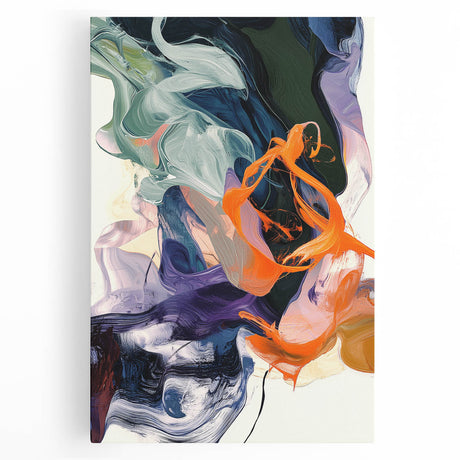 Modern Abstract Wall Art – Bold Vertical Flow in Orange and Green