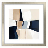 Contemporary Abstract Canvas – Beige and Navy Geometric Wall Art