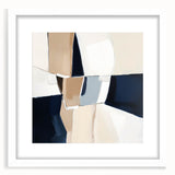 Contemporary Abstract Canvas – Beige and Navy Geometric Wall Art