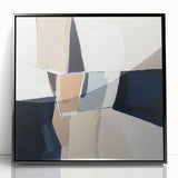 Contemporary Abstract Canvas – Beige and Navy Geometric Wall Art