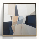 Contemporary Abstract Canvas – Beige and Navy Geometric Wall Art