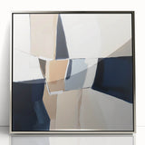 Contemporary Abstract Canvas – Beige and Navy Geometric Wall Art