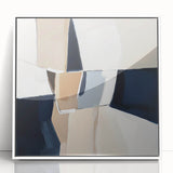 Contemporary Abstract Canvas – Beige and Navy Geometric Wall Art