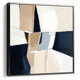 Contemporary Abstract Canvas – Beige and Navy Geometric Wall Art