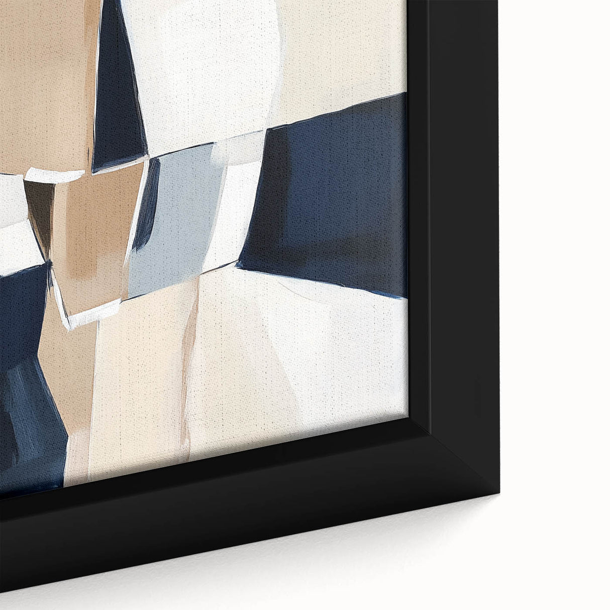 Contemporary Abstract Canvas – Beige and Navy Geometric Wall Art