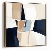 Contemporary Abstract Canvas – Beige and Navy Geometric Wall Art