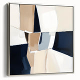 Contemporary Abstract Canvas – Beige and Navy Geometric Wall Art