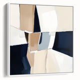 Contemporary Abstract Canvas – Beige and Navy Geometric Wall Art