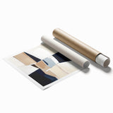 Contemporary Abstract Canvas – Beige and Navy Geometric Wall Art