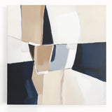 Contemporary Abstract Canvas – Beige and Navy Geometric Wall Art