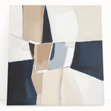 Contemporary Abstract Canvas – Beige and Navy Geometric Wall Art