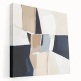 Contemporary Abstract Canvas – Beige and Navy Geometric Wall Art