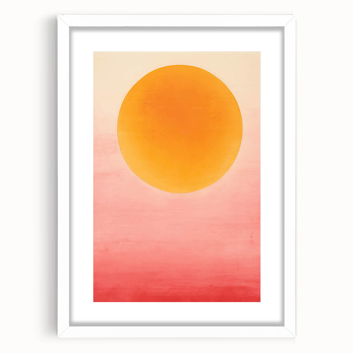 Abstract minimalist wall art framed in white with a mat, showcasing geometric patterns in soft pastel colors, perfect for modern home decor.