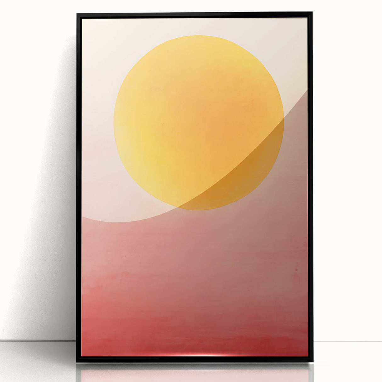 Framed abstract minimalist wall art featuring a sleek black design, set against a bright background, perfect for modern home decor or office aesthetics.