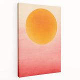 Abstract minimalist wall art on stretched canvas showcasing soft pastel colors and geometric shapes, ideal for modern home decor or office spaces.