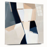 Geometric Abstract Wall Decor – Navy and Beige Minimalist Canvas