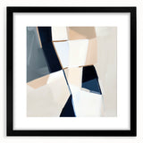 Geometric Abstract Wall Decor – Navy and Beige Minimalist Canvas