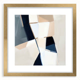 Geometric Abstract Wall Decor – Navy and Beige Minimalist Canvas